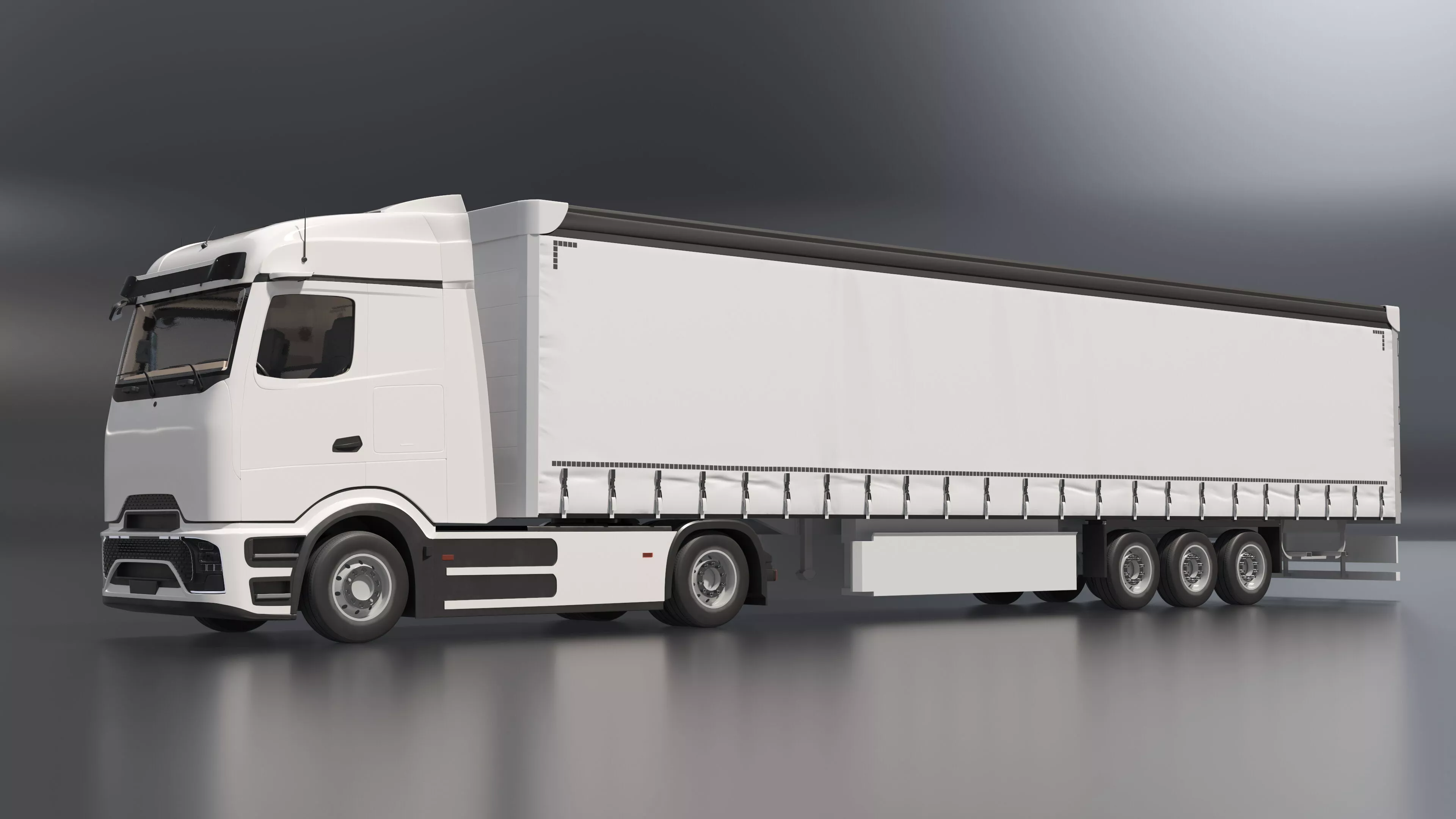 Heavy Duty Electric Tractor With Cargo Trailer Rigged for Maya 3D model