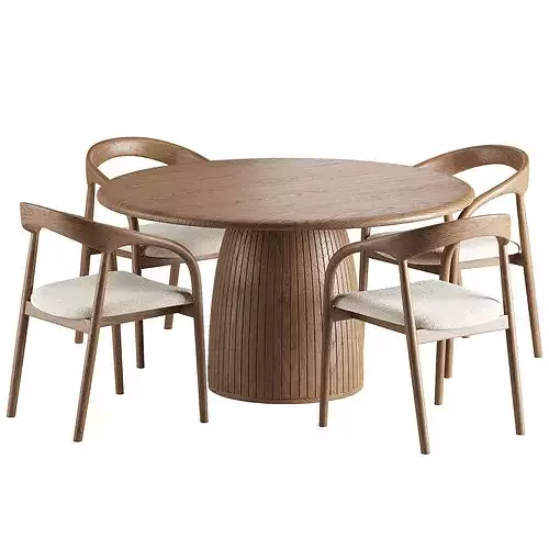 Camille Armchair Nelly Table 3D model 4