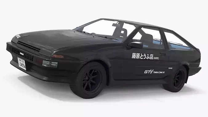 Black Toyota AE86 Trueno 3D model