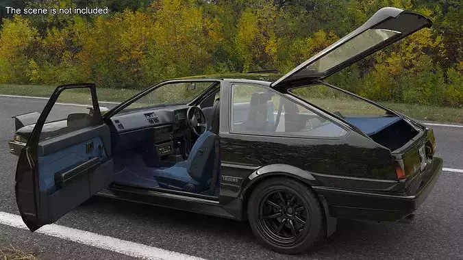 Black Toyota AE86 Trueno 3D model 5