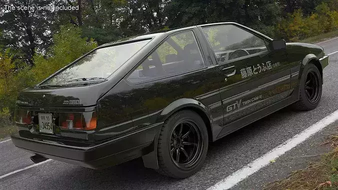 Black Toyota AE86 Trueno 3D model 3