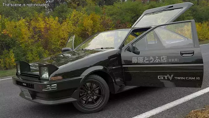 Black Toyota AE86 Trueno 3D model 4