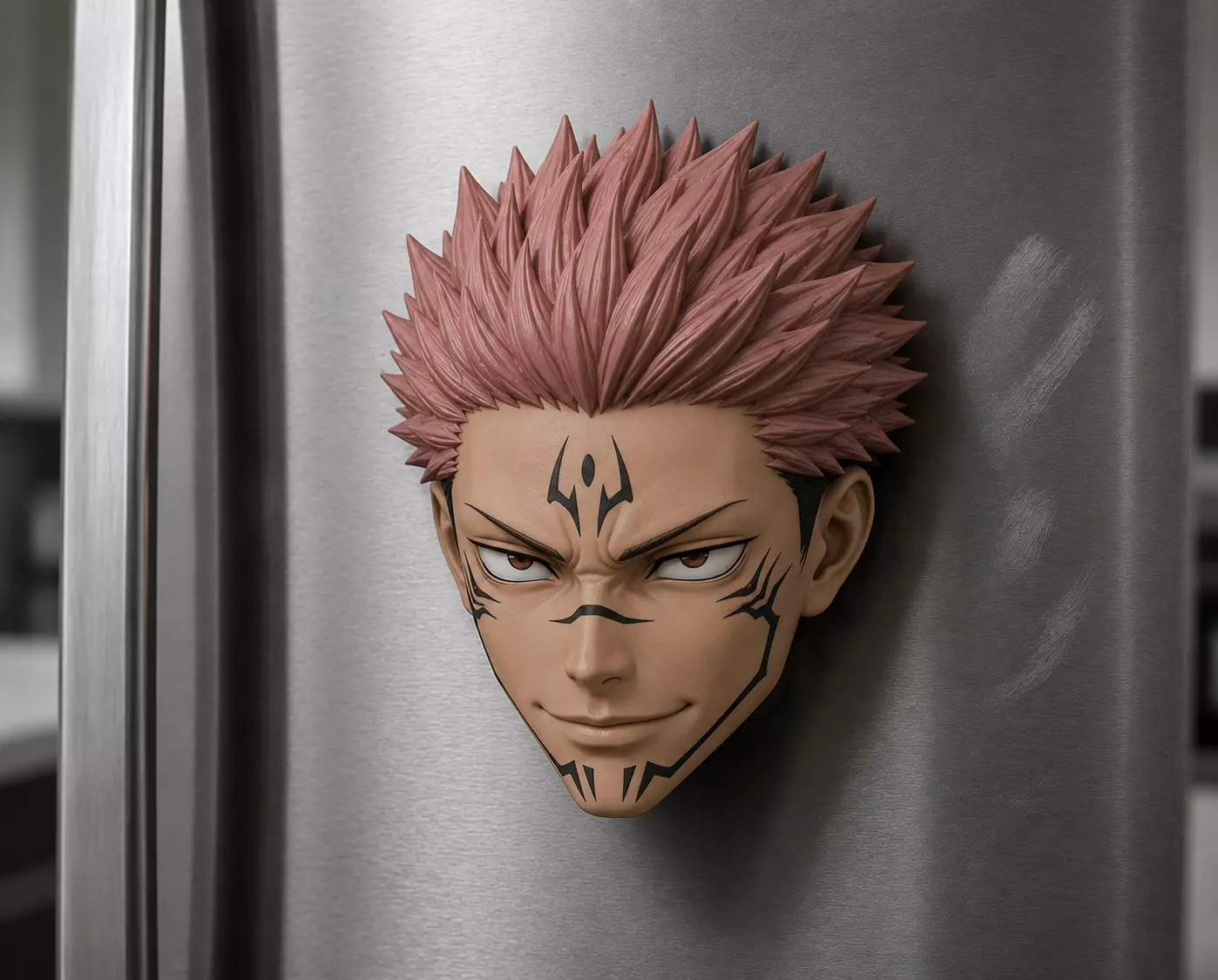 Sukuna Head Magnet Decor STL Model Free 3D print model