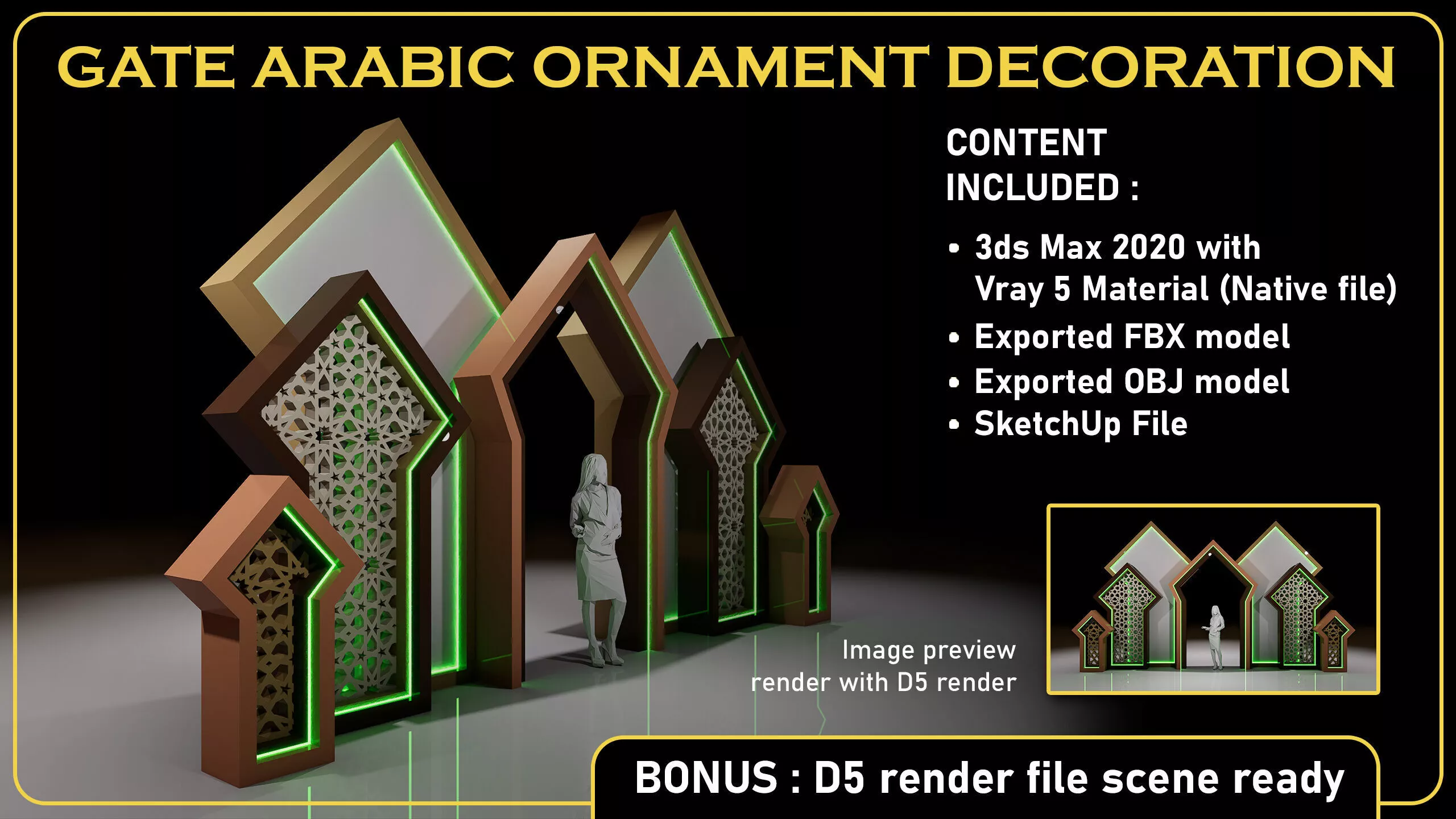 Gate Arabic Ornament Decoration Islamic 3D model
