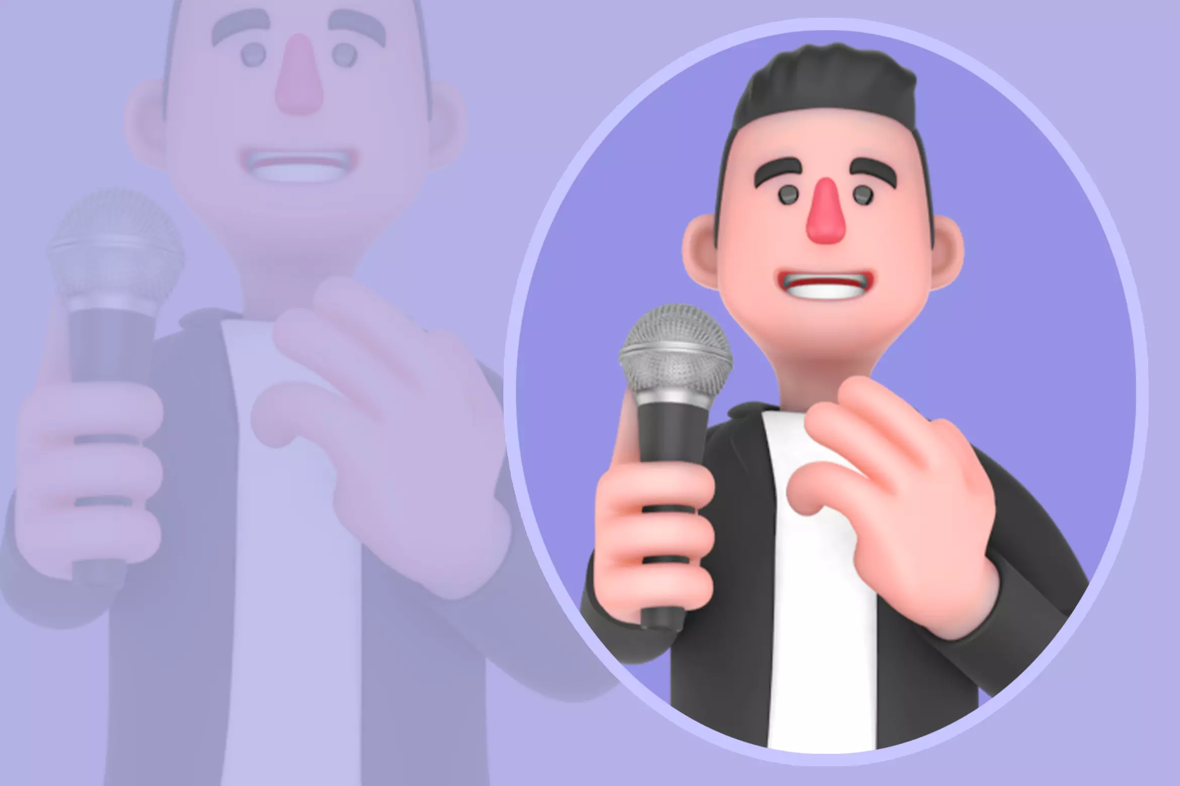 Stylized 3D Singer Character - Cartoon Audience Interaction 3D model