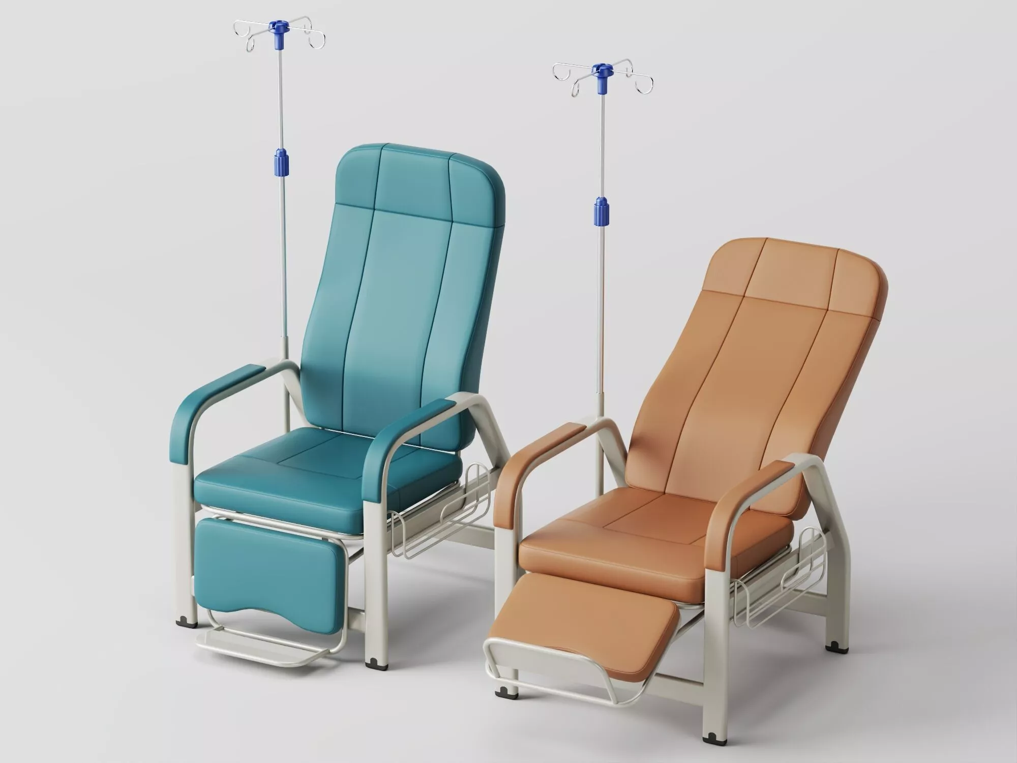 Medical Recliner Chairs with IV Stands Low-poly 3D model