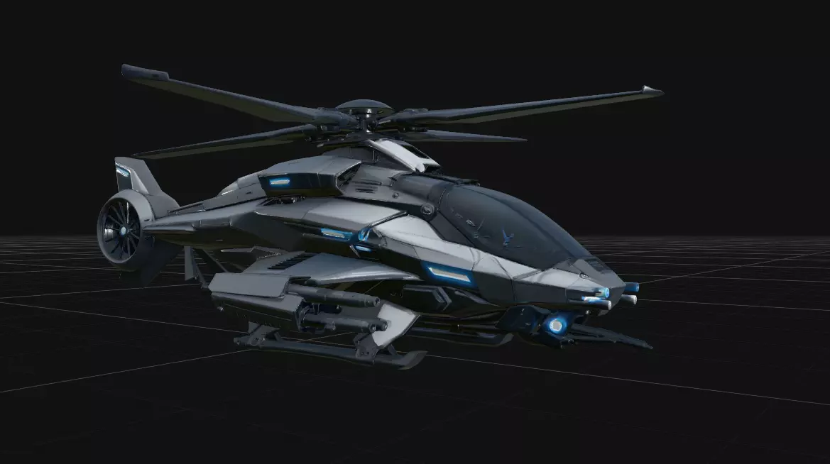 Sci Fi Combat Helicopter Stealth Attack Gunship 3D print model