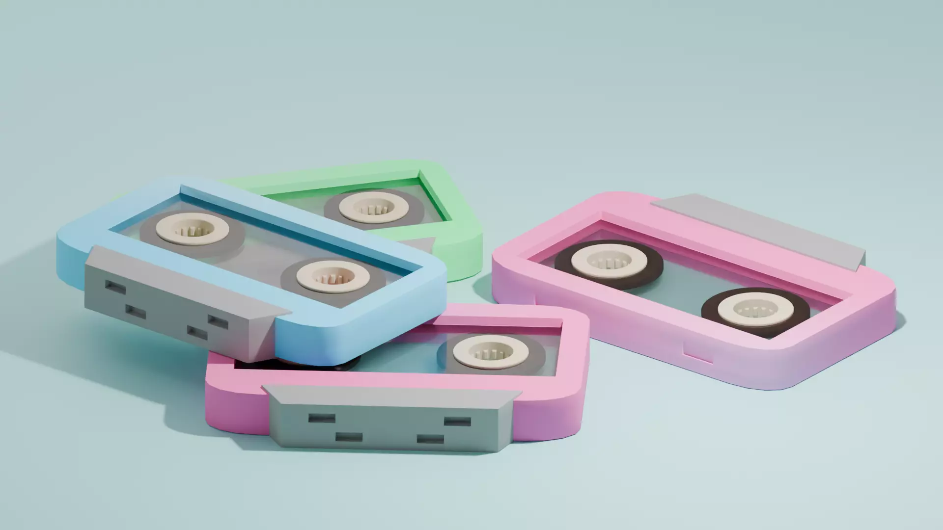 Retro Pastel Cassette Tapes 3D model