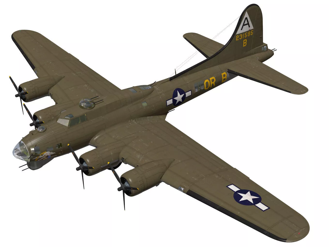 Boeing B-17G early Flying Fortress 3D model