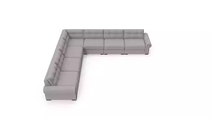 Modern Modular Fabric Sectional Sofa Set 3D model 7