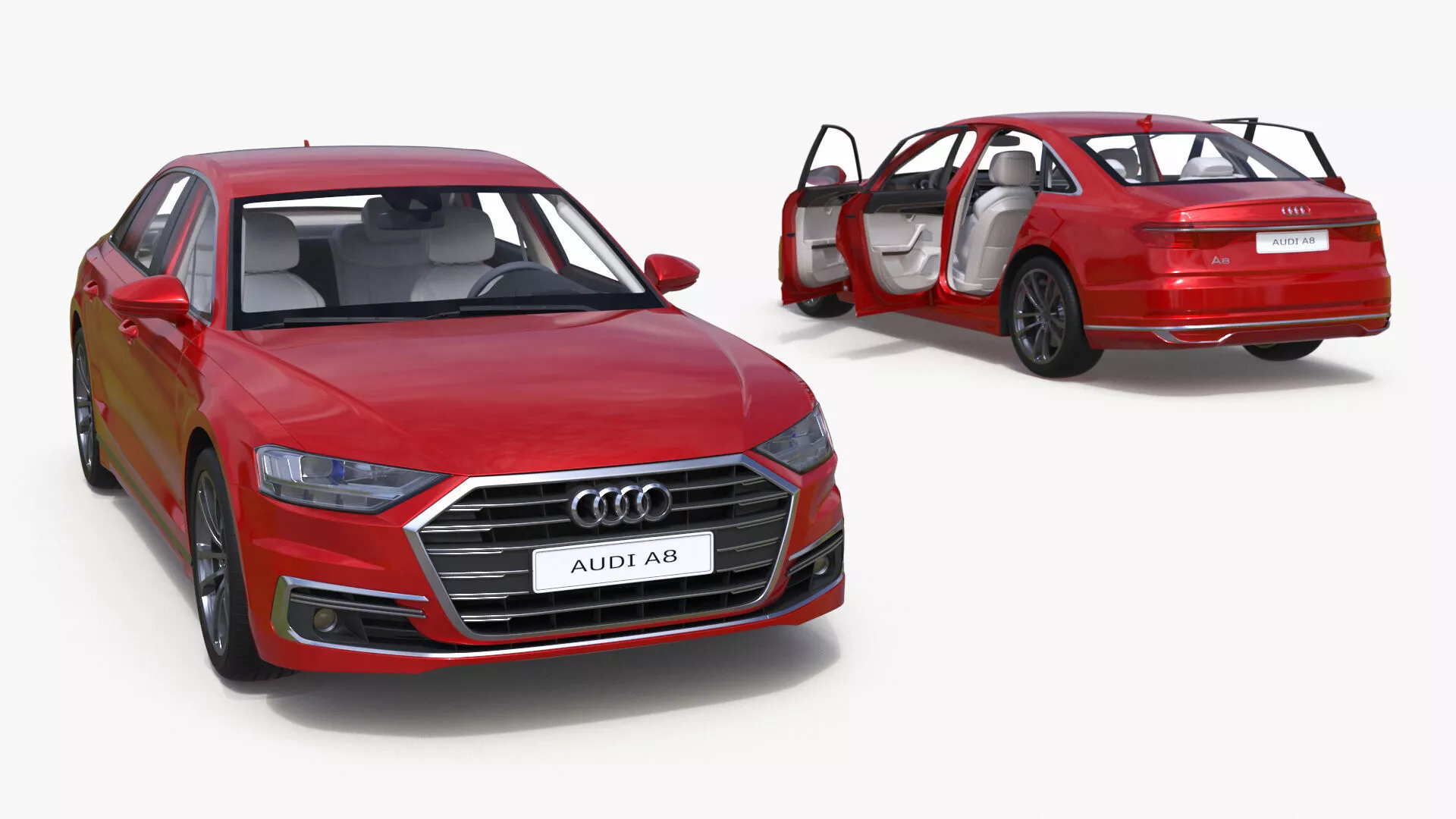 Audi A8 Luxury Sedan Red Rigged for Cinema 4D 3D model