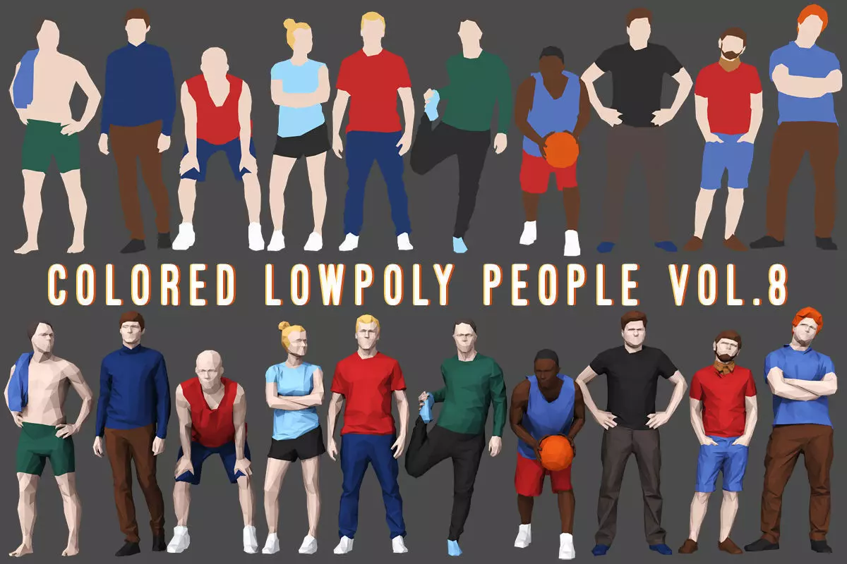 Colored Lowpoly People Low-poly 3D model_0