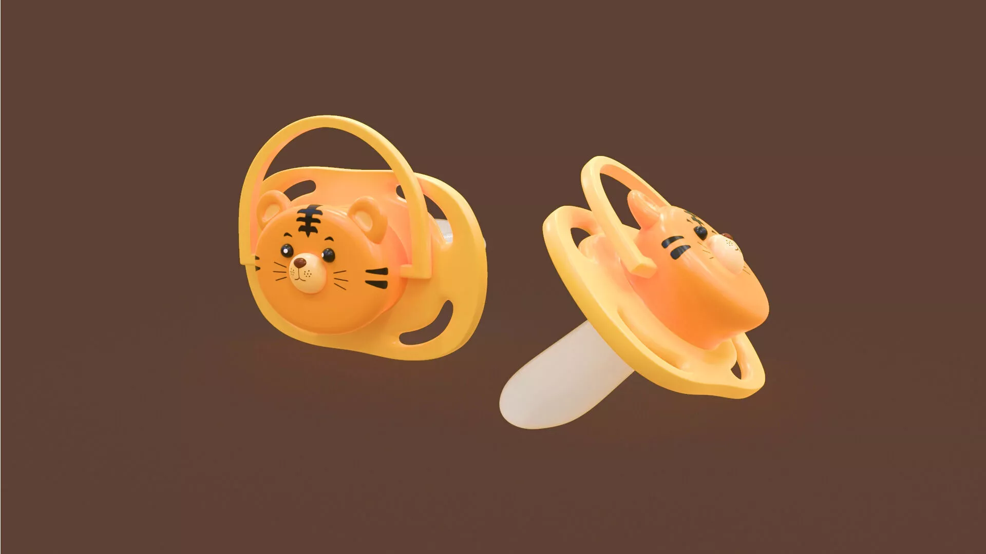 Cute Tiger Baby Pacifier Low-poly 3D model