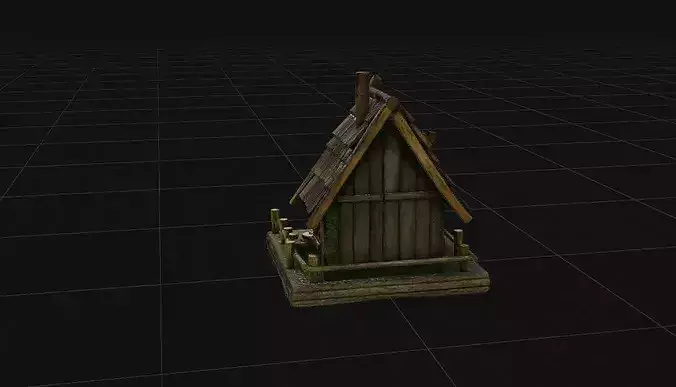 Medieval Fantasy Wooden Cabin - High Poly PBR Stylized House 3D model 4
