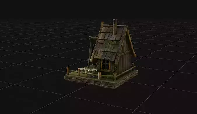 Medieval Fantasy Wooden Cabin - High Poly PBR Stylized House 3D model 3
