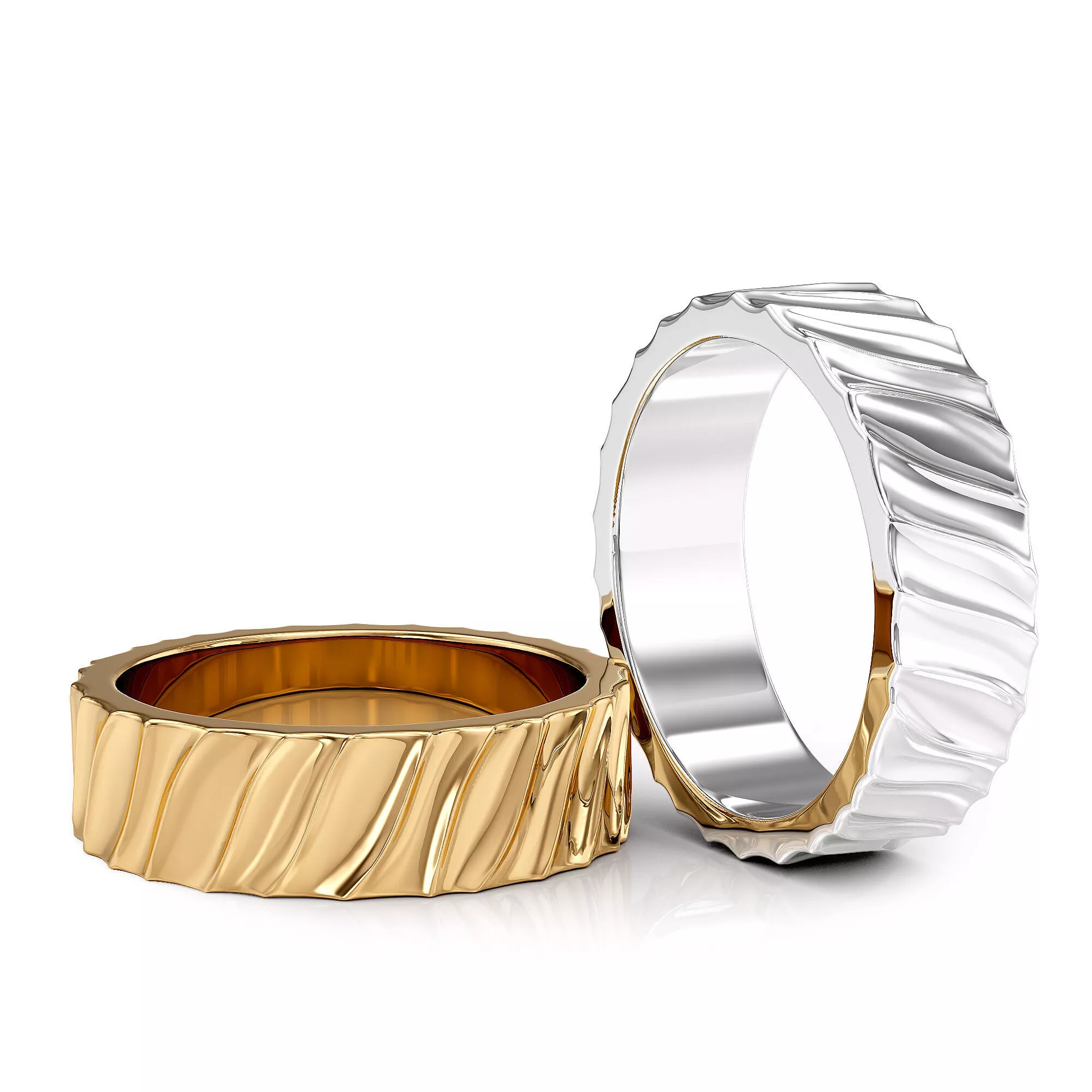 Gold wedding band with wavy textured surface 3D print model