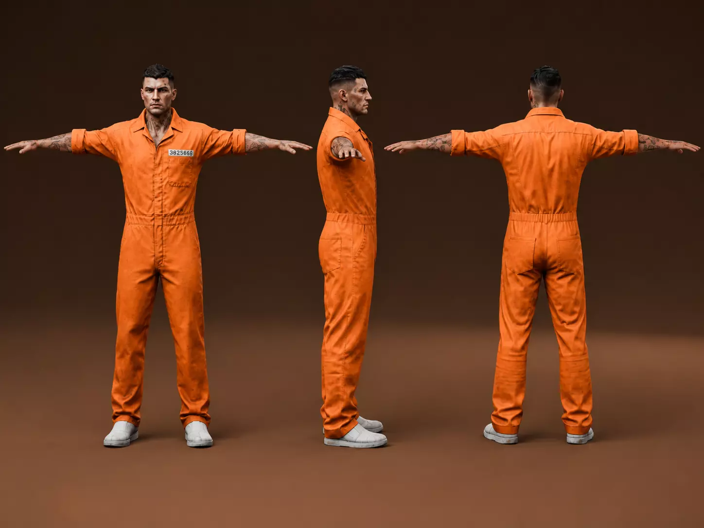 Realistic Male Prisoner - Rigged Low-poly 3D model