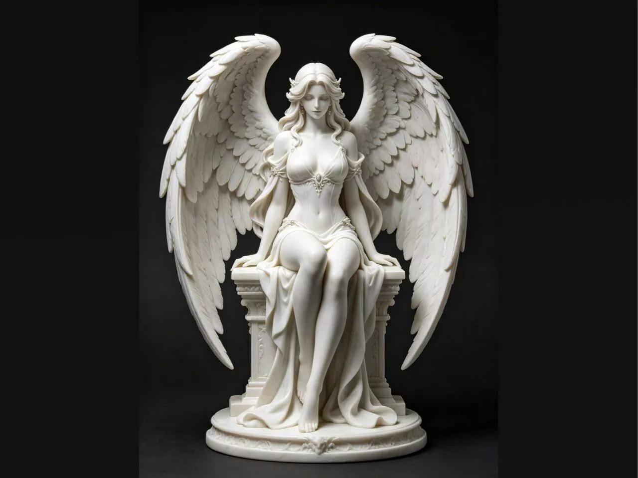 Elegant Angel Statue STL 3D model