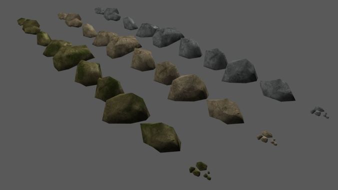 low poly Rock Stone textured Low-poly 3D model