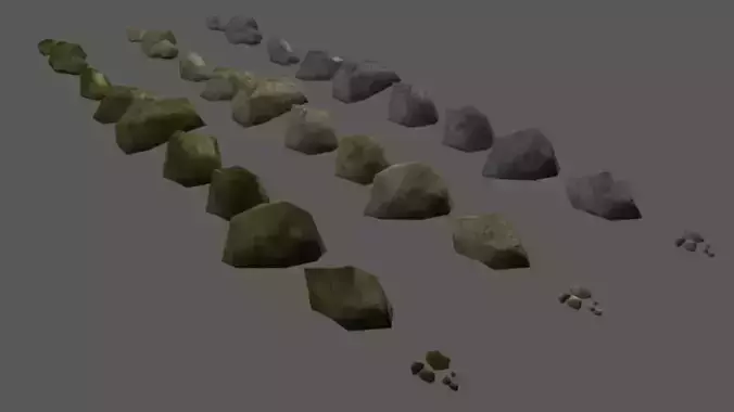 low poly Rock Stone textured