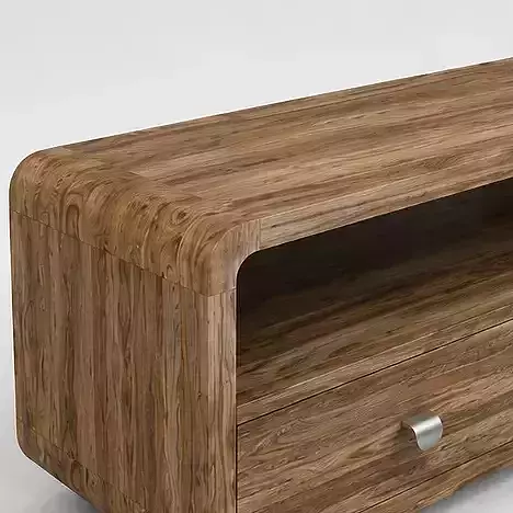 Modern Curved Wooden TV Stand 3D model 6