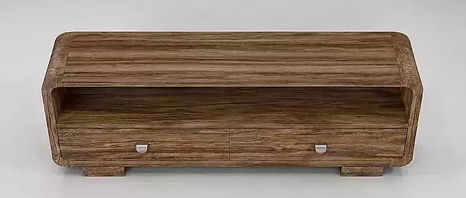 Modern Curved Wooden TV Stand 3D model