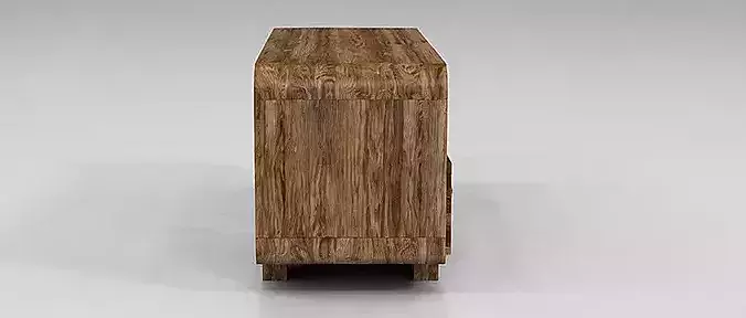 Modern Curved Wooden TV Stand 3D model 7