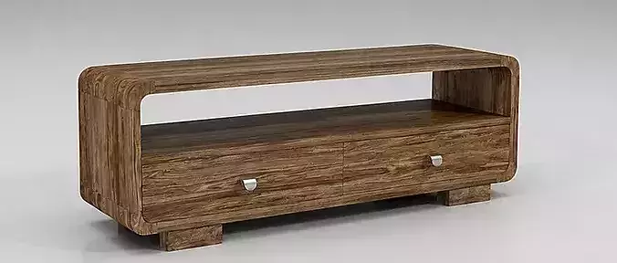 Modern Curved Wooden TV Stand 3D model 4