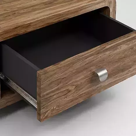 Modern Curved Wooden TV Stand 3D model 5