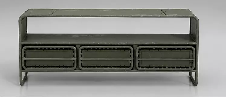 Industrial Military Metal TV Console 3D model