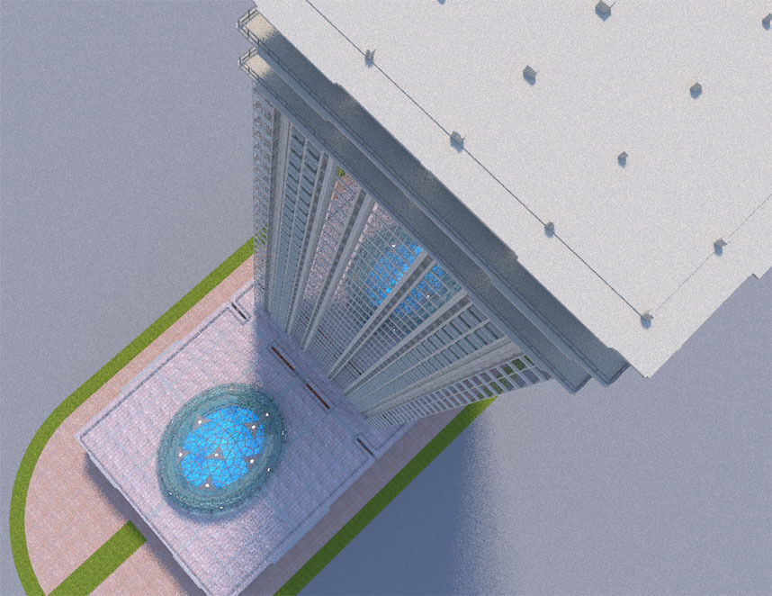 Skyscraper 6 tall building lit up at night 3D model_7