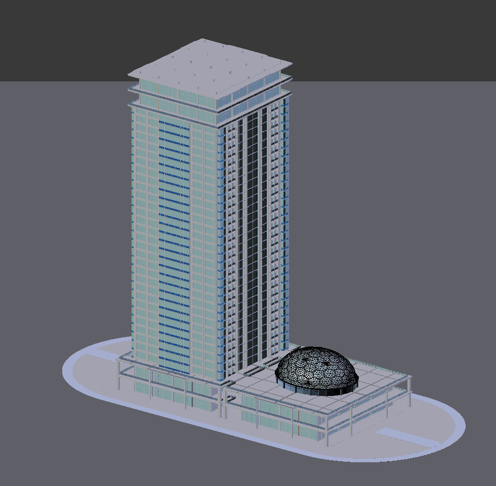 Skyscraper 6 tall building lit up at night 3D model_5