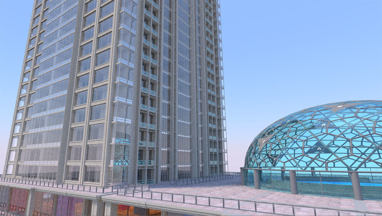 Skyscraper 6 tall building lit up at night 3D model_6