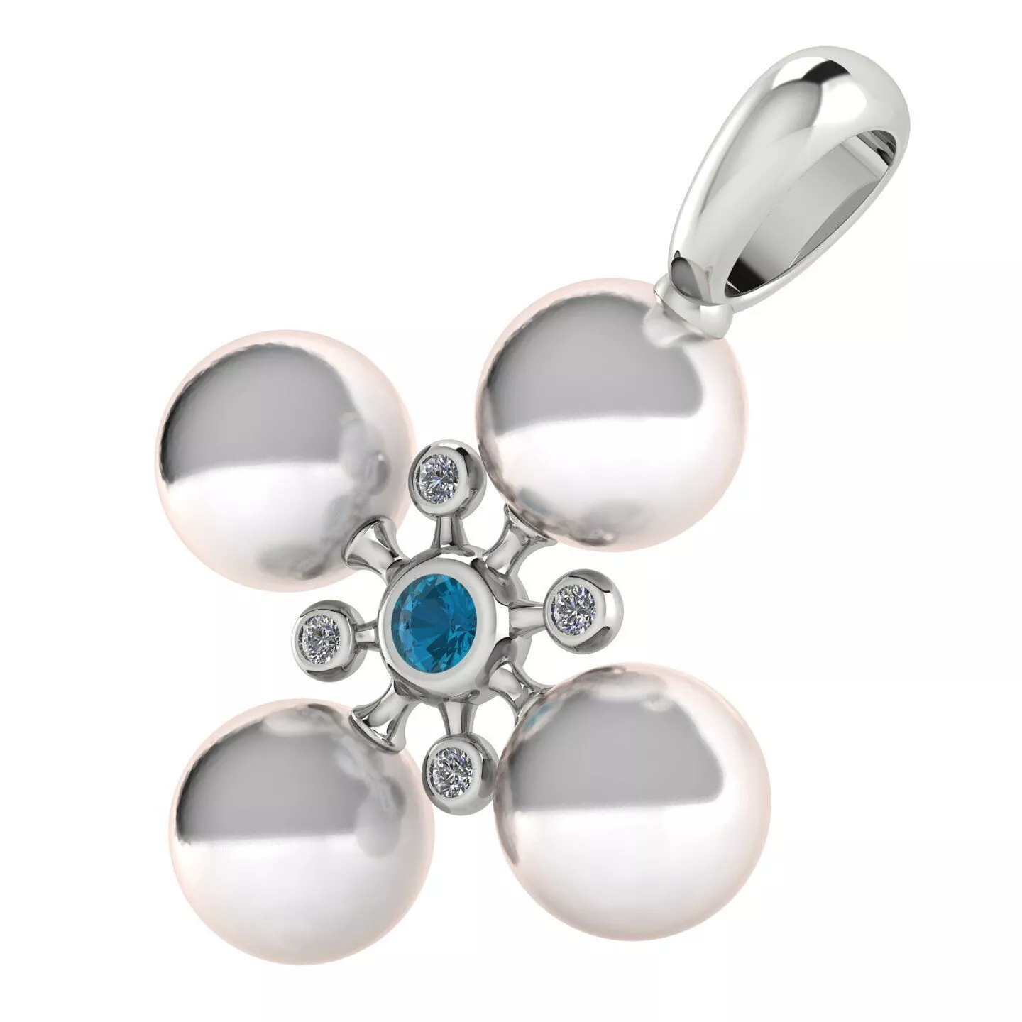 Pearl Diamond Gold Cross Pendant 3D Model Jewelry CAD Design 3D print model