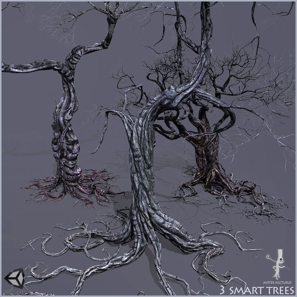 3 Smart Ancient Trees Low-poly 3D model_5