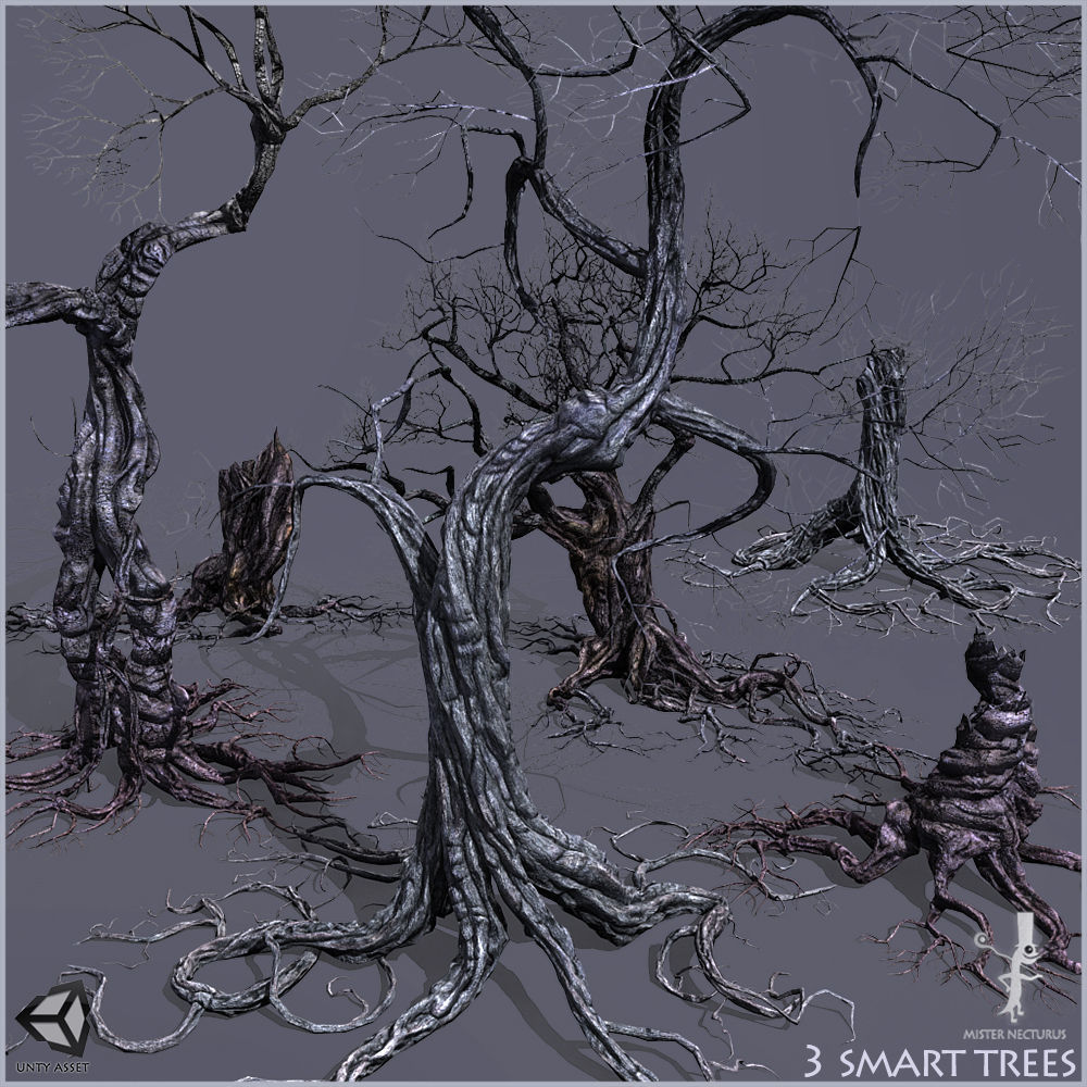 3 Smart Ancient Trees Low-poly 3D model_3