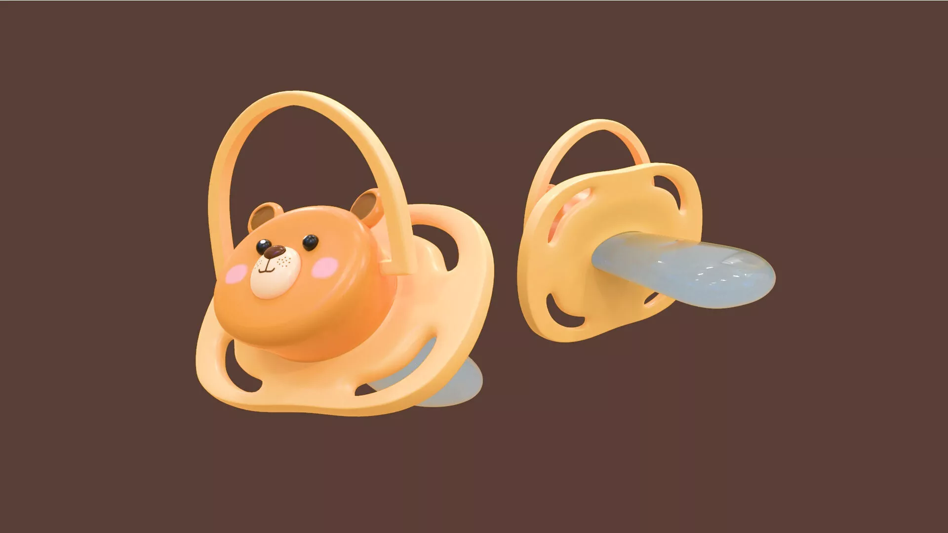 Cute Bear Baby Pacifier Low-poly 3D model