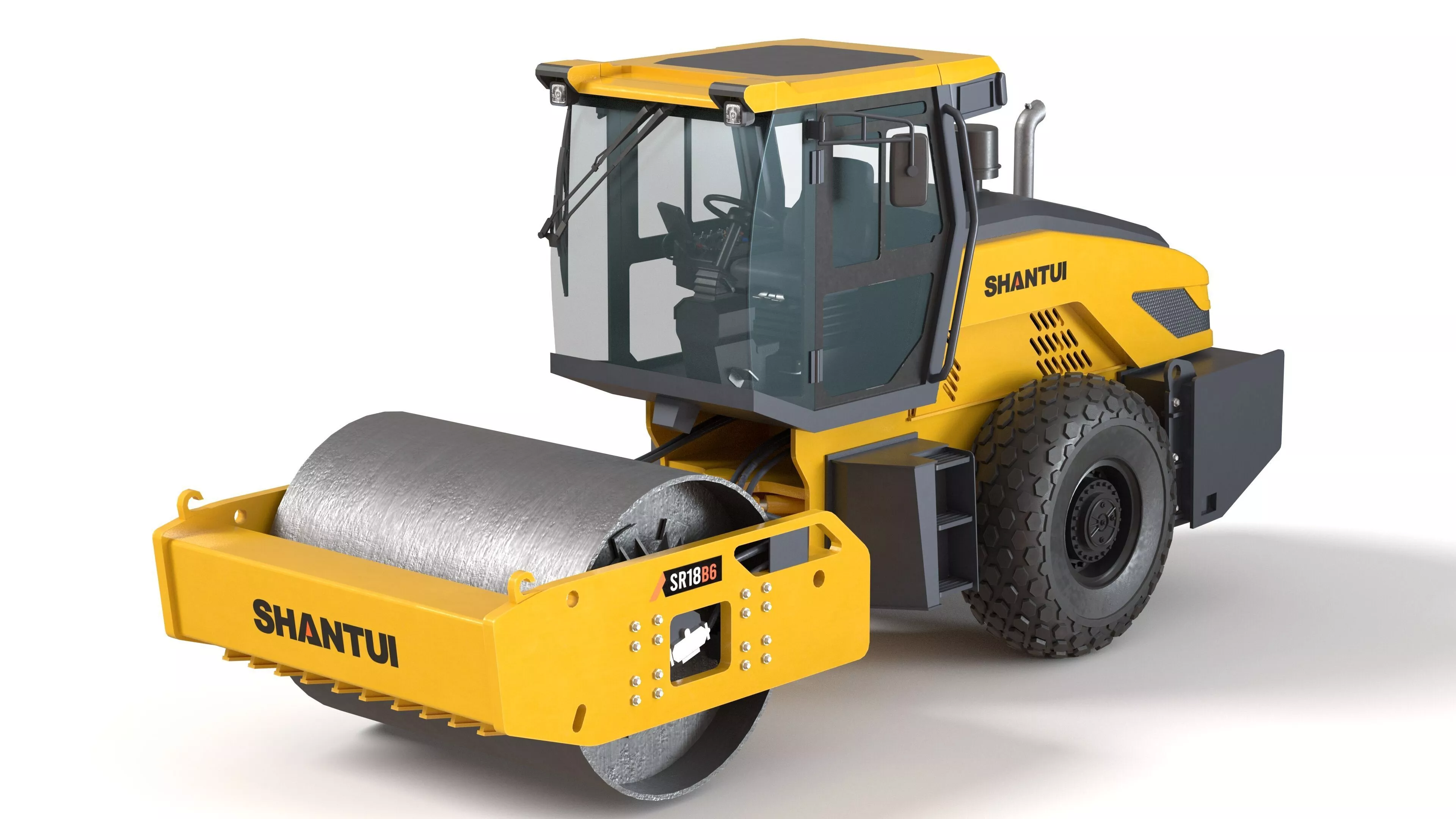 Shantui Single Drum Compactor SR18B6 Low-poly 3D model