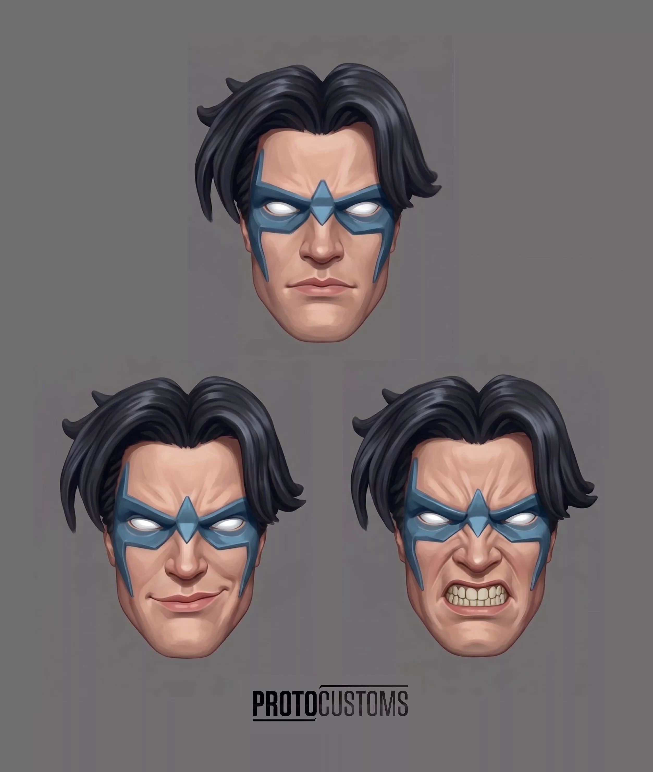 DC BATMAN HUSH NIGHTWING HEADSCULPT 3-PACK EXPRESSIONS 3D print model