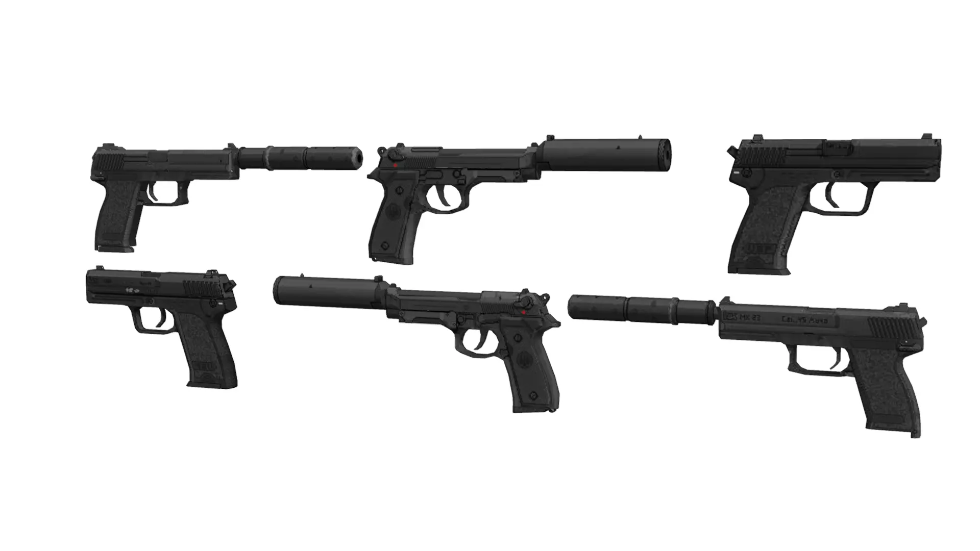Low Poly Pistol Pack Low-poly 3D model