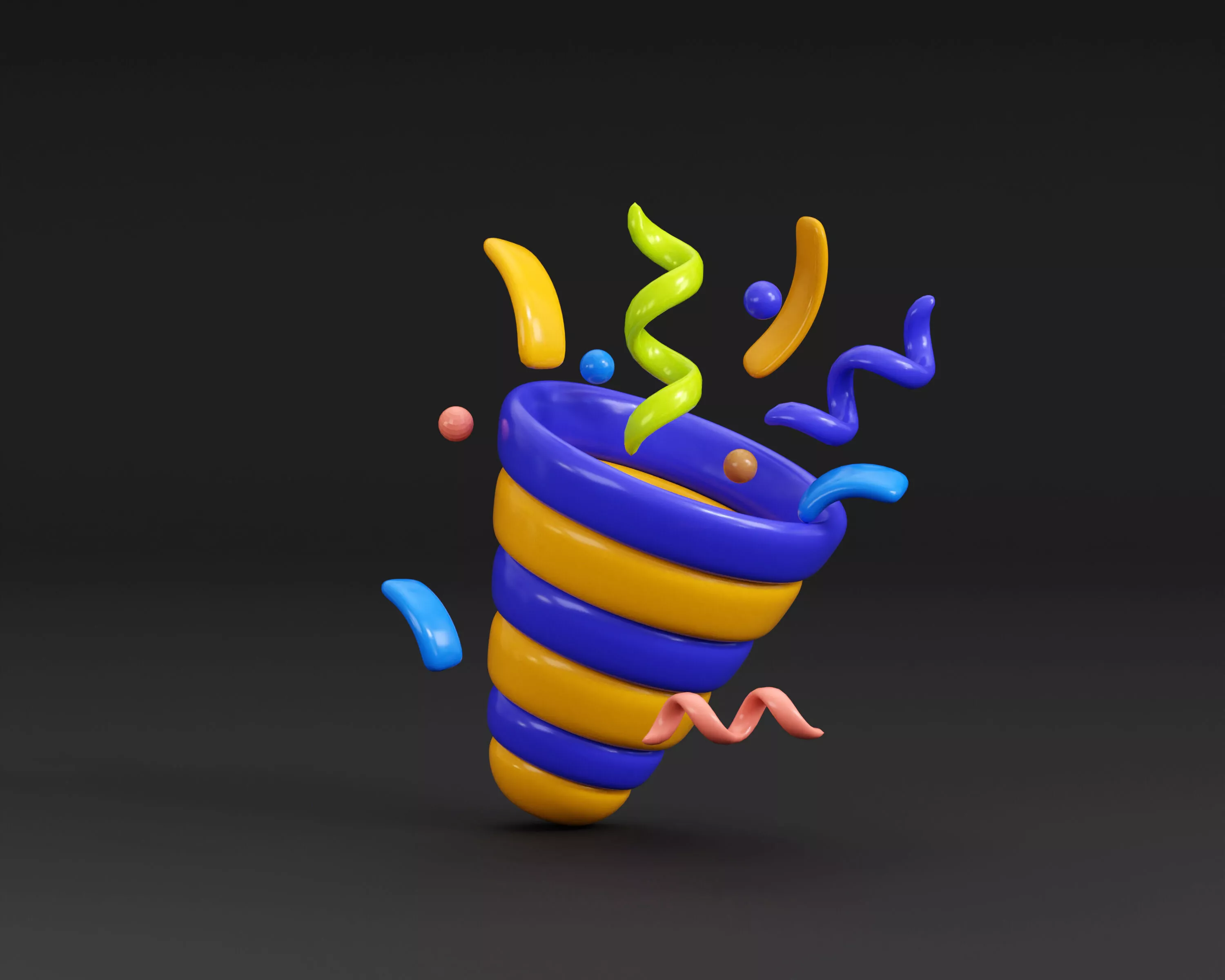 Party popper Low-poly 3D model