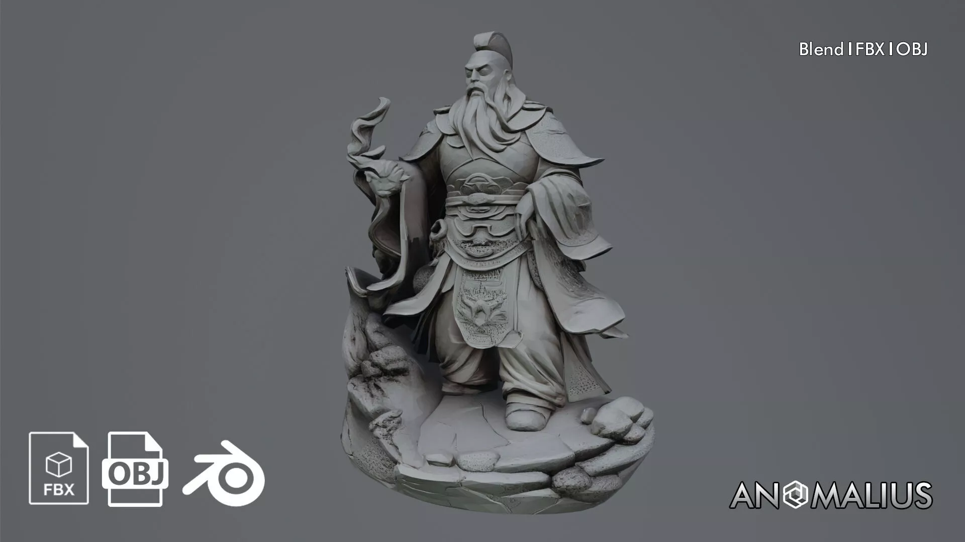 ancient asian warrior sculpture Free 3D model