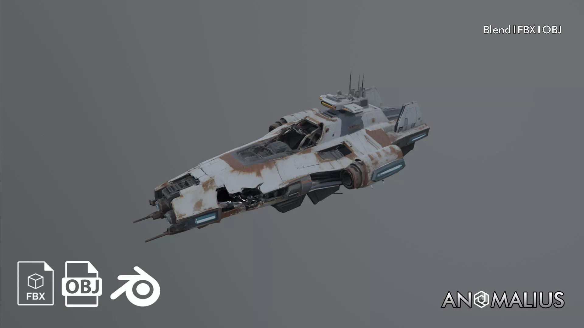 destroyed spacecraft 3D model
