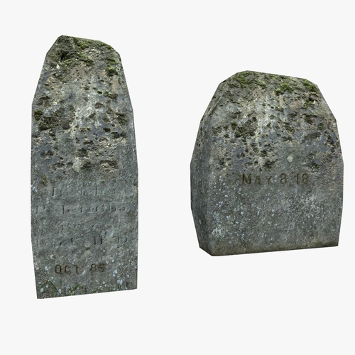 Headstones with inscriptions Low-poly 3D model