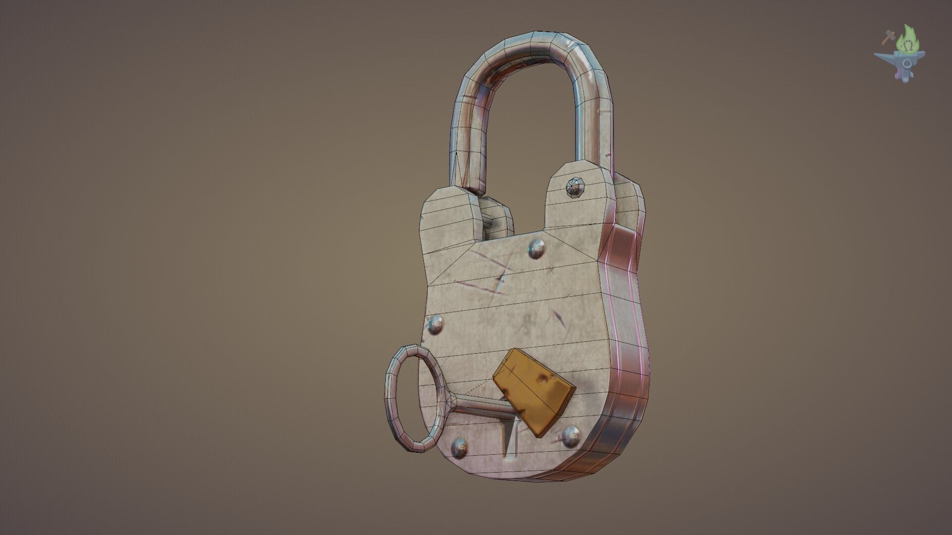 Medieval padlock Low-poly 3D model_42