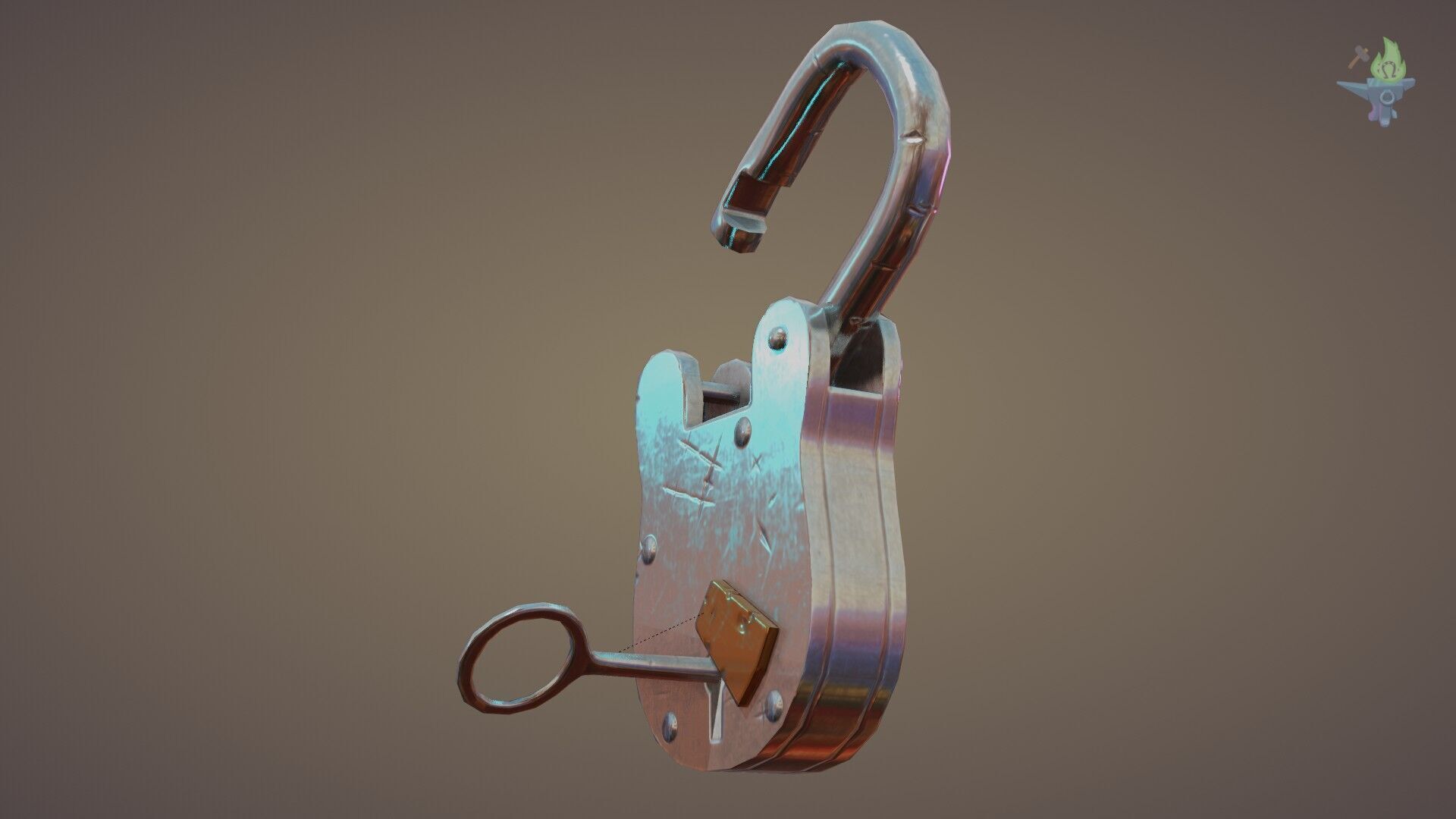 Medieval padlock Low-poly 3D model_32