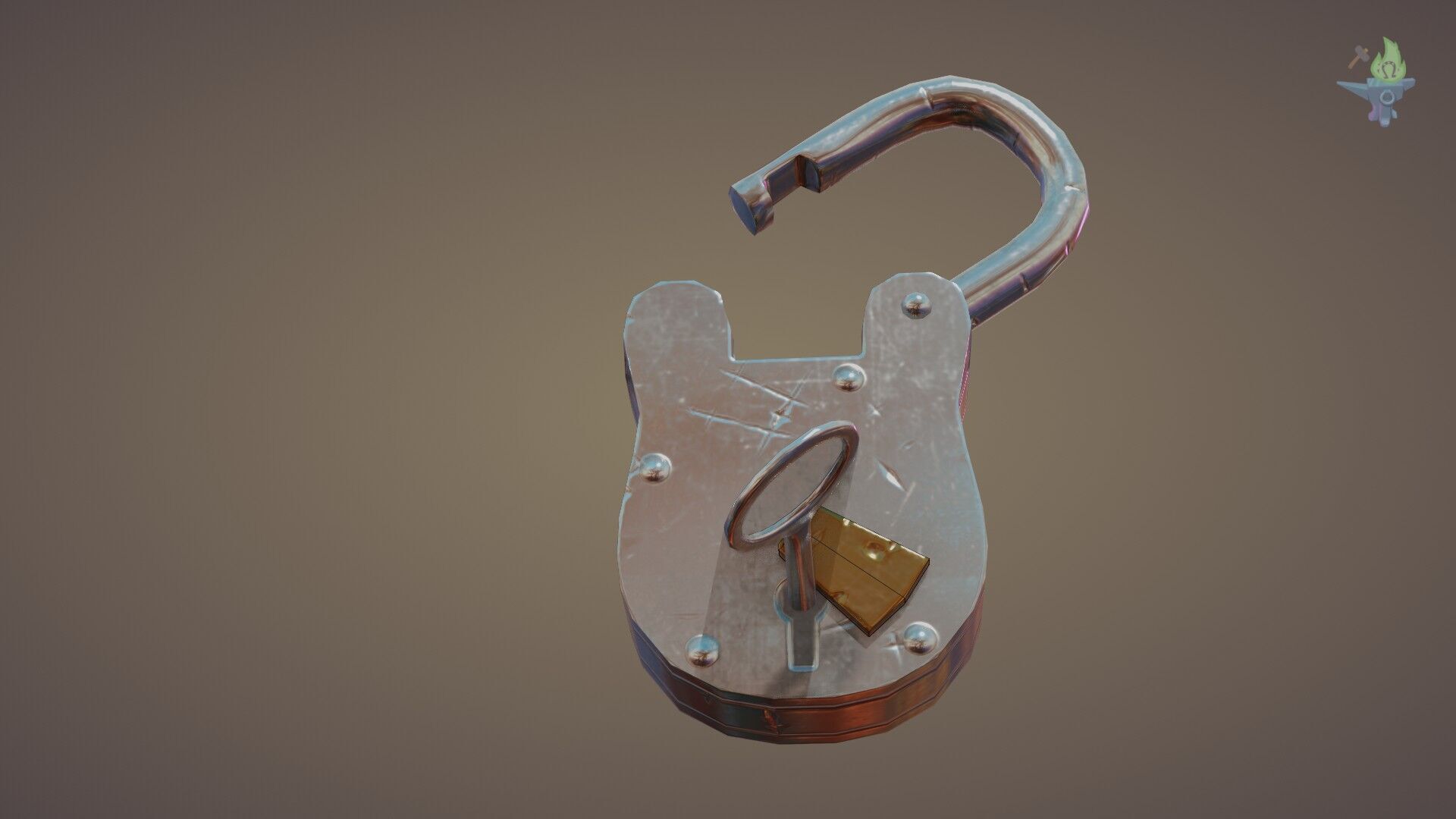 Medieval padlock Low-poly 3D model_29