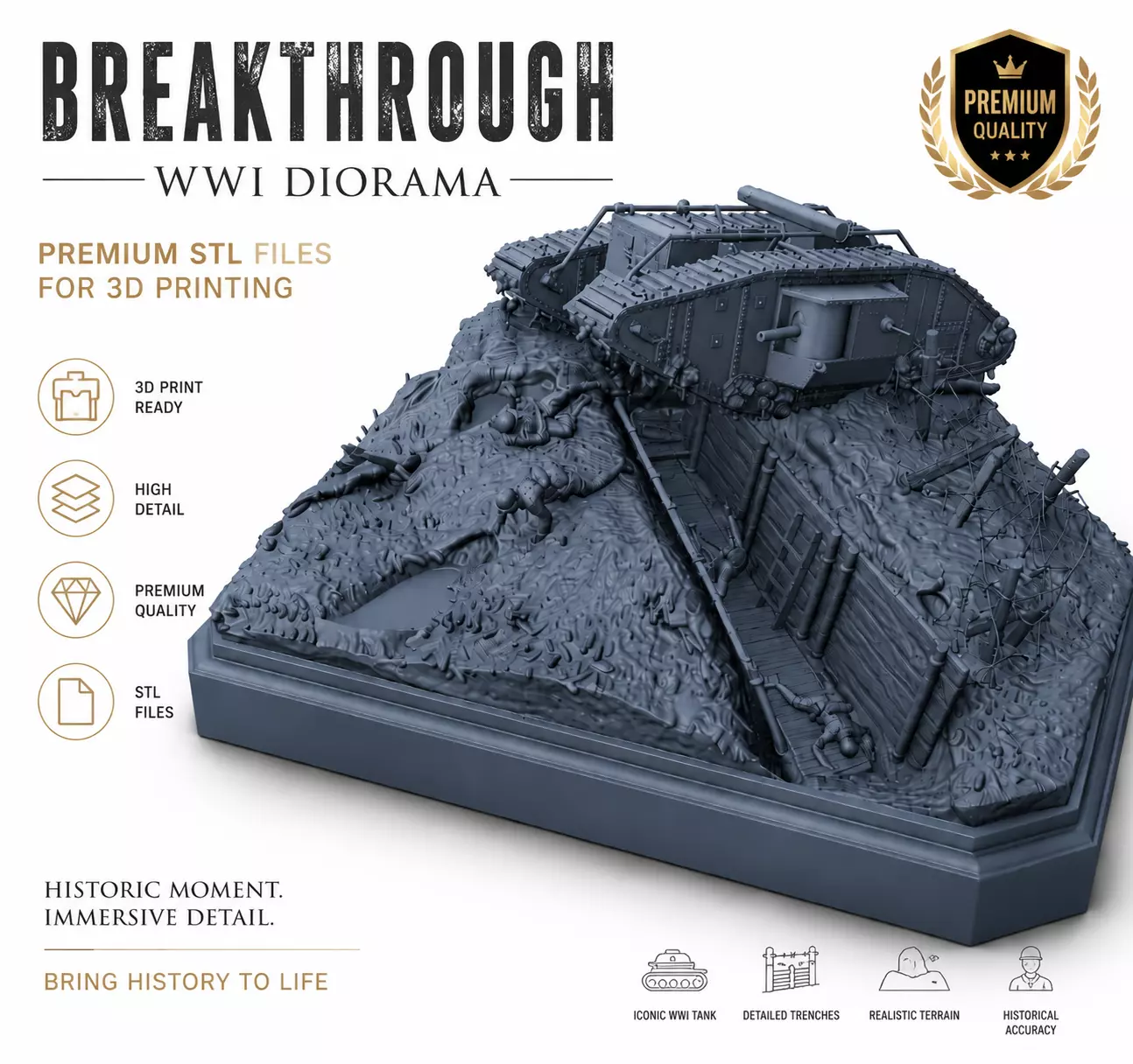WWI Breakthrough Diorama STL Files 3D print model