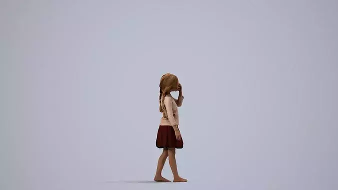 Young Caucasian woman eating at home with children in summer 3D model 5