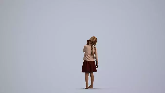 Young Caucasian woman eating at home with children in summer 3D model 4